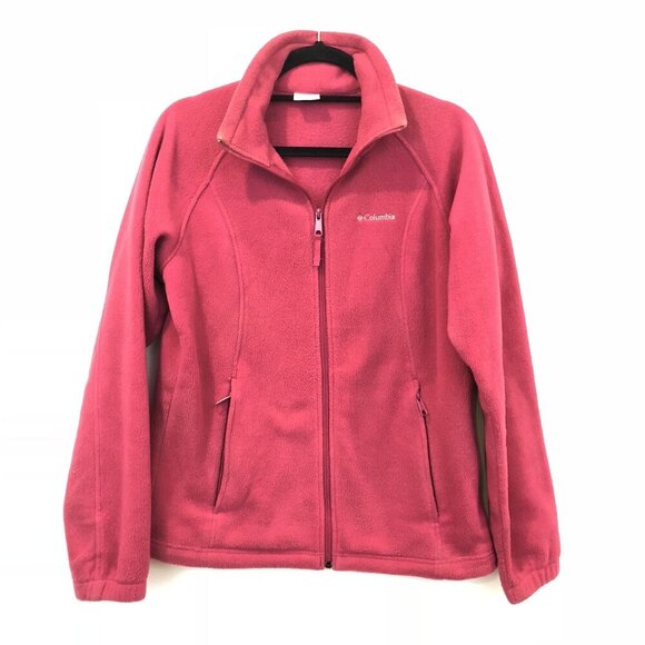 Columbia Womens Pink Full-Zip Fleece Jacket Size M Sweater Warm - Picture 1 of 8